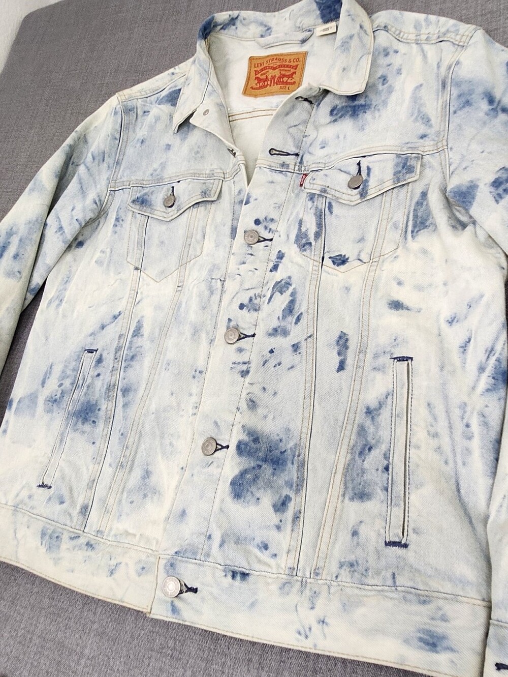 Levis Acid Wash Button Down 100% Cotton Denim Jean Jacket. Large - Picture 2 of 8